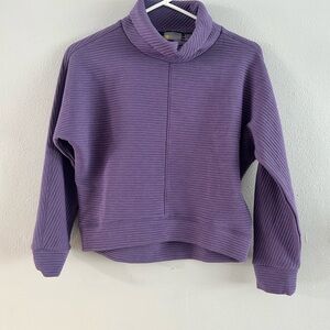 Zella Girl Kids' Carey Ribbed Funnel Neck Pullover in Purple. Size L (10/12)